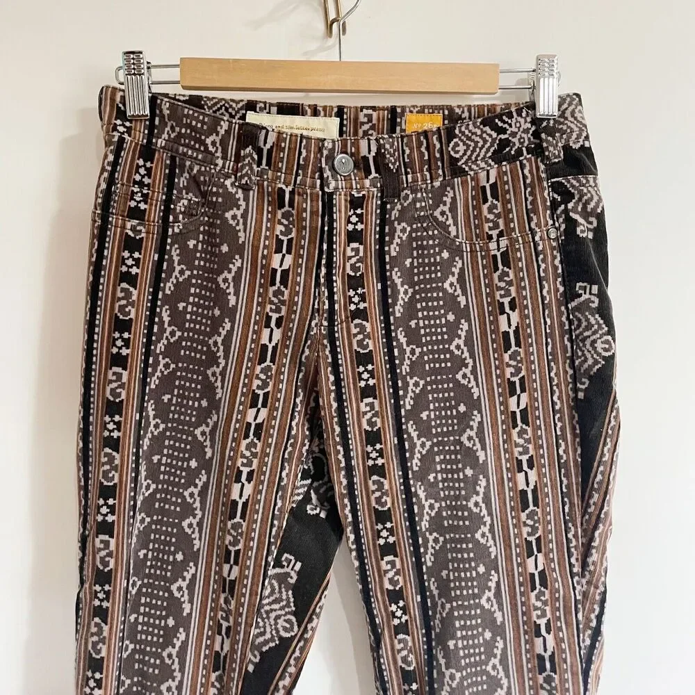Pilcro and The Letterpress Anthropologie Womens Serif Mid Rise Corduroy Pant 26P